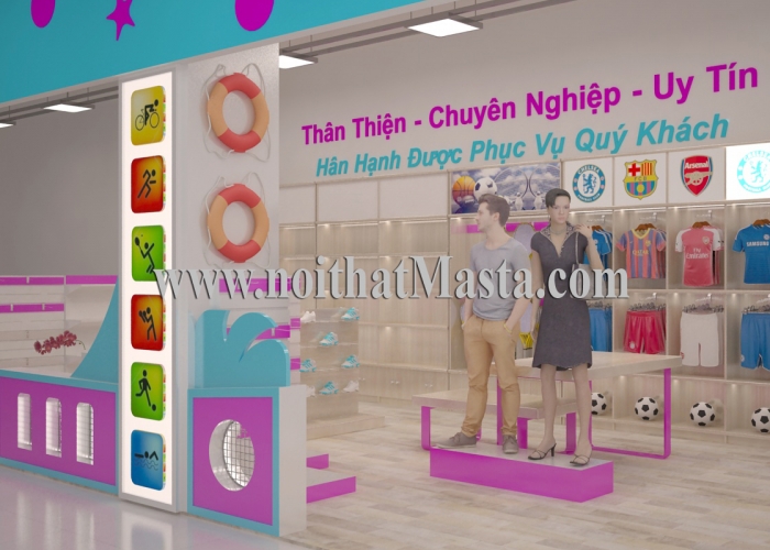 Thiết kế và thi công shop thời trang thể thao chị Thanh - Gò Vấp